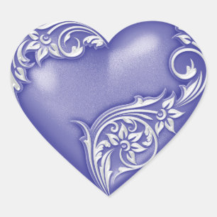 Adesivo Coração Lavanda de rolagem do coração azul w branco