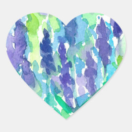 Adesivo Coração Lavanda Flor Watercolor