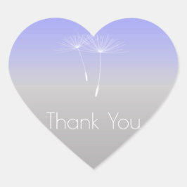 Adesivo Coração Lavanda Purple Cinza Ombre Dandelion Obrigado