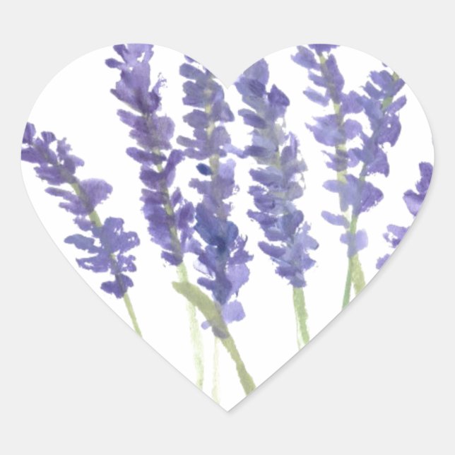 Adesivo Coração Lavandas flores aquarela púrpura Flórida russa (Frente)