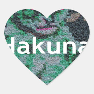 Adesivo Coração Leão Verde com Óculos Rosa "Hakuna Matata" Arte