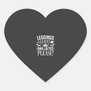 Adesivo Coração Leggings de Halloween Folhas e Lattes Café de Outo