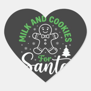 Adesivo Coração Leite e Biscoitos de Natal para o Papai Noel