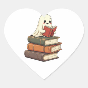 Adesivo Coração Leitor Fantasma Feliz - Criminoso Bookworm