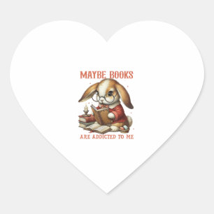 Adesivo Coração Leitura Bonita De Coelho Com Óculos Livros Vermelh
