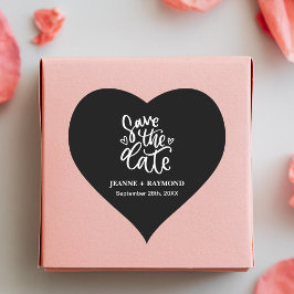 Adesivo Coração Lembrete de casamento preto personalizado limpo