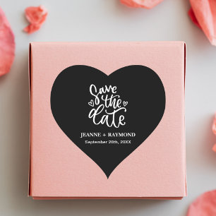 Adesivo Coração Lembrete de casamento preto personalizado limpo