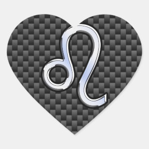 Adesivo Coração Leo Zodiac Símbolo do Decor de Fibra Carbono