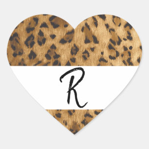 Adesivo Coração Leopard Impressão R monograma rubrica mercadorias
