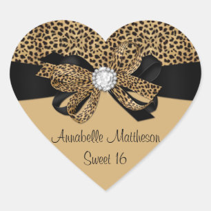 Adesivo Coração Leopard Print White Jewel Diamantes Doces 16 Hear