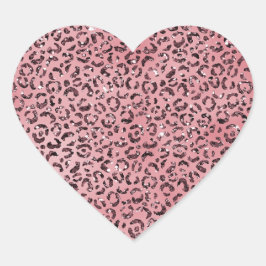 Adesivo Coração Leopardo rosa - Imprimir brilho