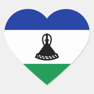 Adesivo Coração Lesoto Flag Heart Sticker