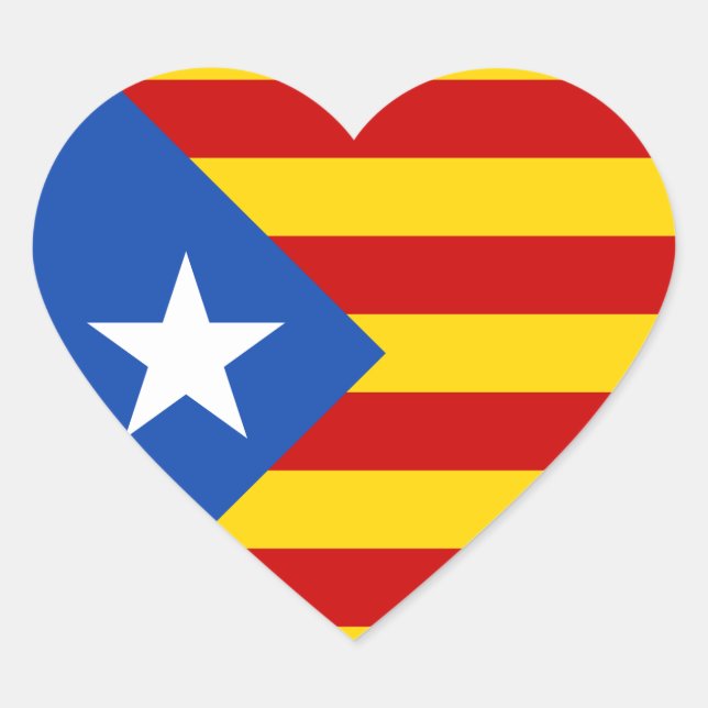 Adesivo Coração ""L'Estelada Blava"" Bandeira da Independência Cat (Frente)