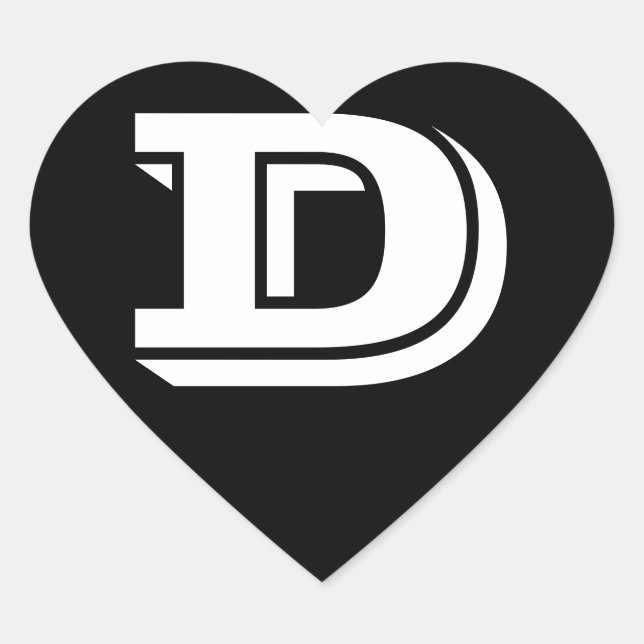 Adesivo Coração Letra D Vineta Font Black Heart Stickers by Janz (Frente)