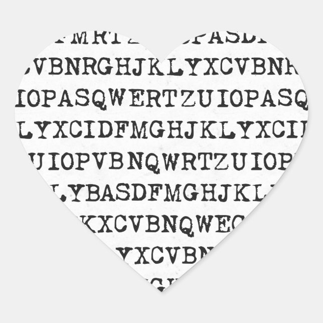 Adesivo Coração Letras de máquina de escrever antigas (Frente)