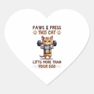 Adesivo Coração Levantamento de peso de gato