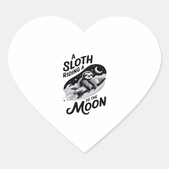 Adesivo Coração Leve Andando um Foguete até a Lua (Frente)