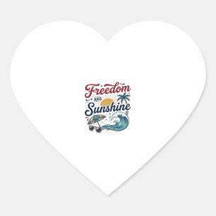 Adesivo Coração Liberdade E Sol Vintage Camisa Praia Design (3