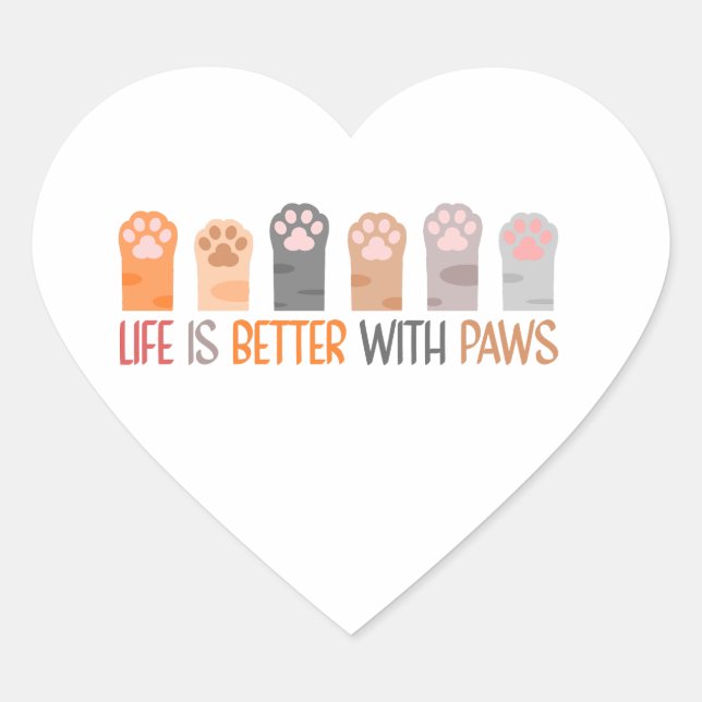Adesivo Coração Life is Better with Paws (Frente)