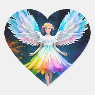 Adesivo Coração Linda Anjo Wings Art-35444