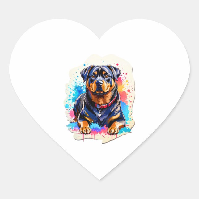Adesivo Coração Linda Rottweiler (Frente)