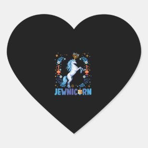Adesivo Coração Lindo Menorah Judaico Unicórnio Judaico Chanukah H