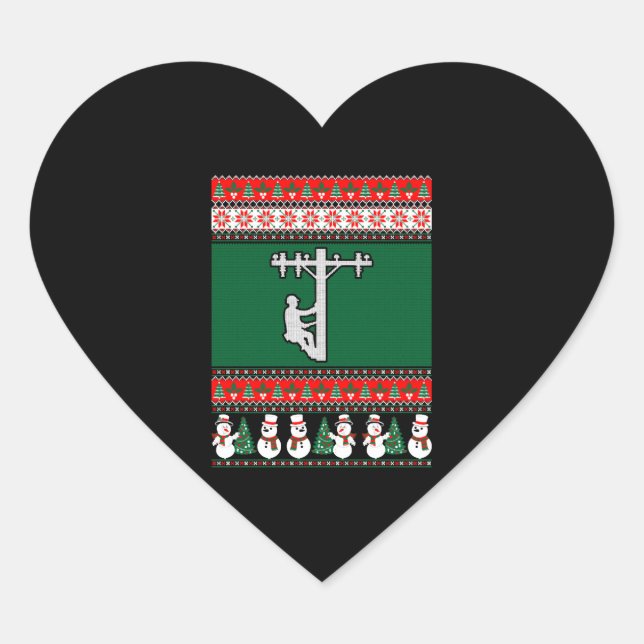 Adesivo Coração Lineman Ugly Christmas Sweater (Frente)