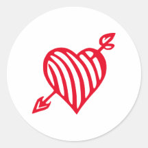 Coração Listrado Desenhado à Mão com Desenho de Fl