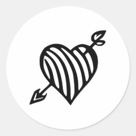 Adesivo Coração Listrado Desenhado à Mão com Design de Fle