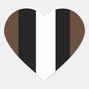 Adesivo Coração Listras castanhas, pretas e brancas