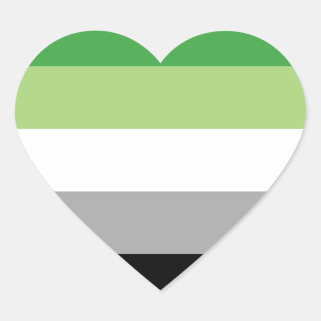 Adesivo Coração Listras do Orgulho Aromântico (Frente)