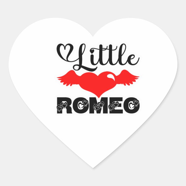 Adesivo Coração Little Romeo Valentine Cute Heart Wings Love (Frente)