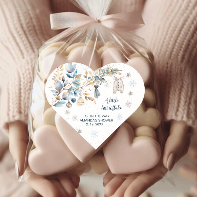Adesivo Coração Little Snowflake Clothesline Baby Shower  (Criador carregado)