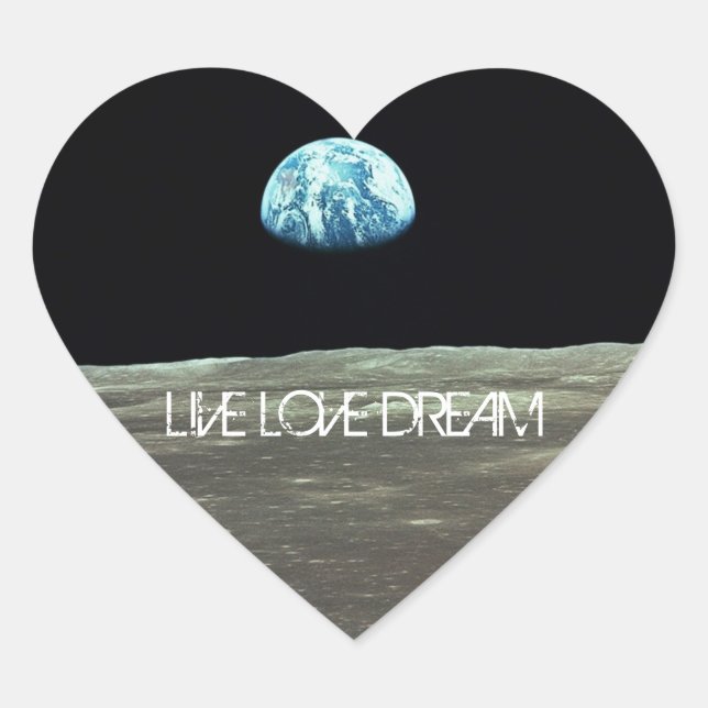 Adesivo Coração LiveLoveDreamHeartEarthRise Sticker (Frente)