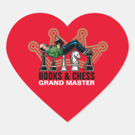 Adesivo Coração Livros e Xadrez - Grande Mestre