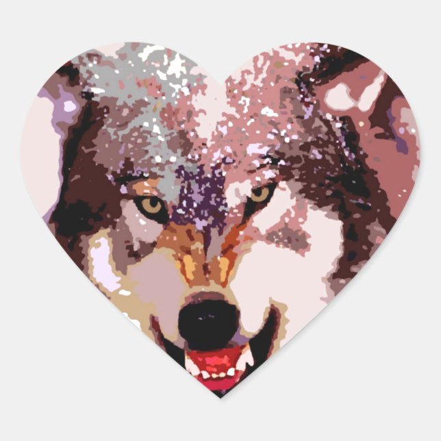 Adesivo Coração Lobo na neve (Frente)