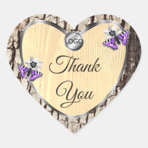 Adesivo Coração Logotipo de Agradecimento Fofo com Textura de Made