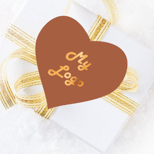 Adesivo Coração Logotipo de negócio empoeirado a laranja queimado