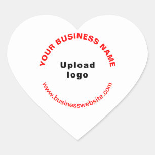 Adesivo Coração Logotipo e nome da empresa vermelha e site na web
