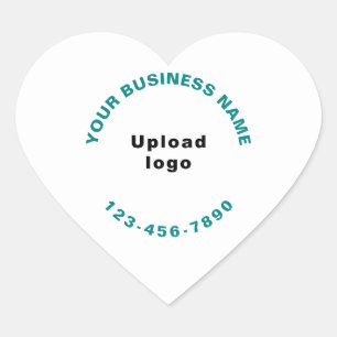 Adesivo Coração Logotipo e Nome Verde Teal da Empresa e Número de