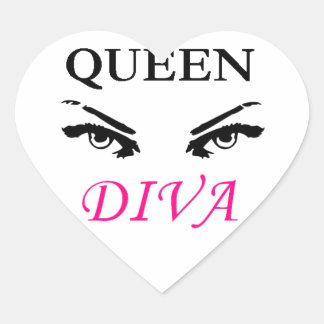 Adesivo Coração logotipo preto e rosa da Rainha Diva com olhos fem