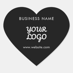 Adesivo Coração Logotipo & Texto Promocional Moderno   Cor Editáve