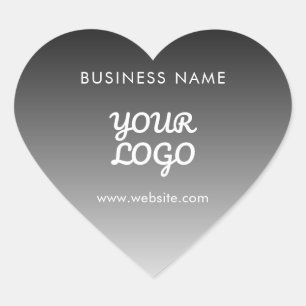 Adesivo Coração Logotipo & Texto Promocional Moderno Cor Editáve
