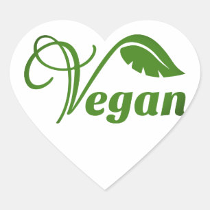 Adesivo Coração Logotipo Vegan Folha