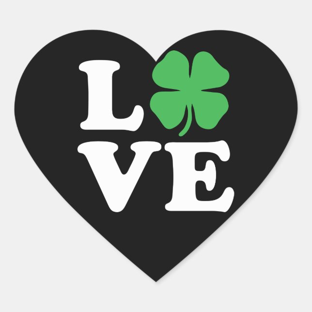 Adesivo Coração Love Clover Black (Frente)