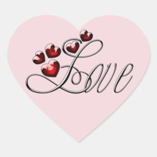 Adesivo Coração LOVE e Corações - Formato de Coração