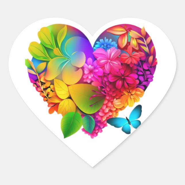 Adesivo Coração Love Heart Floral Design (Frente)