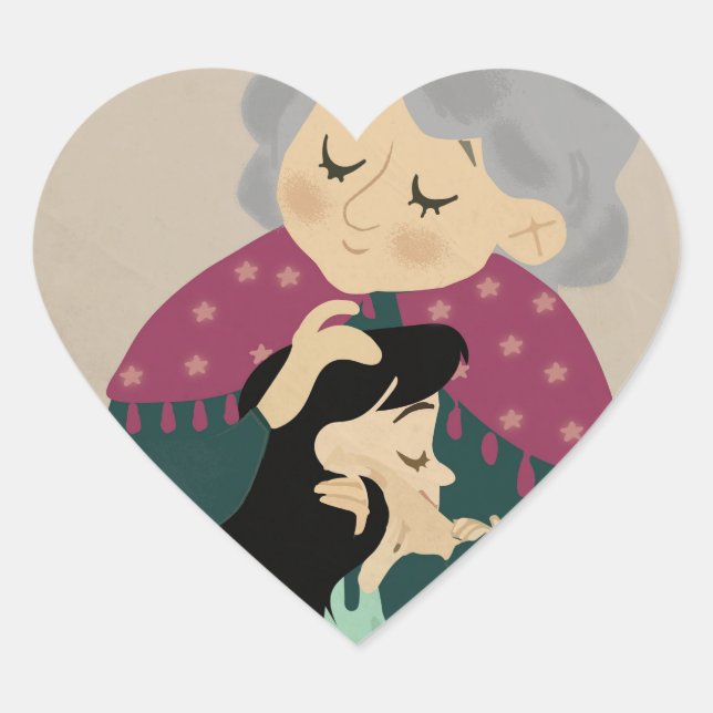 Adesivo Coração  Love you dear Grandmother  (Frente)