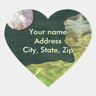 Adesivo Coração Lua de lavanda Sci-Fi sobre um mundo de alienígena