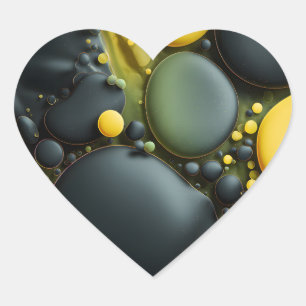 Adesivo Coração Luminous Fluid Dynamics: Yellow and Green Abstract